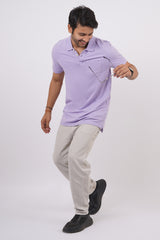 Men's lavender core pique polo t-shirt with pocket