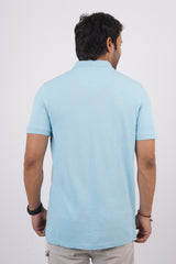 Men's Light Blue core pique polo t-shirt with pocket