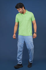 Men's Light Green core pique polo t-shirt with pocket