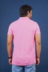 Men's pink core pique polo t-shirt with pocket