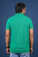 Men's green core pique polo t-shirt with pocket