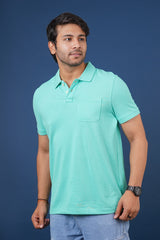 Men's mint core pique polo t-shirt with pocket