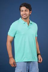 Men's mint core pique polo t-shirt with pocket