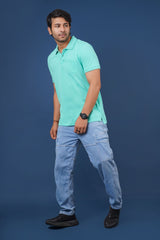 Men's mint core pique polo t-shirt with pocket