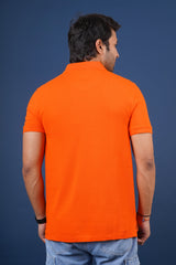 Men's orange core pique polo t-shirt with pocket