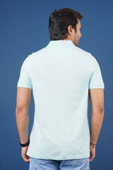 Men's water blue core pique polo t-shirt with pocket