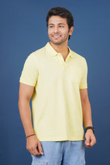 Men's Light Yellow core pique polo t-shirt with pocket