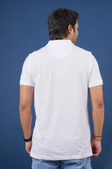 Men's white core pique polo t-shirt with pocket