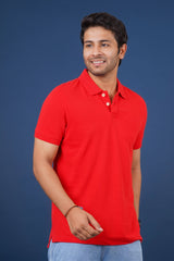 Men's red core pique polo t-shirt with pocket