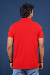 Men's red core pique polo t-shirt with pocket