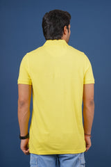 Men's yellow core pique polo t-shirt with pocket