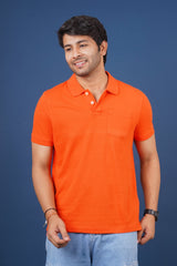 Men's Dark Orange core pique polo t-shirt with pocket