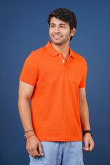 Men's Dark Orange core pique polo t-shirt with pocket