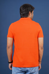 Men's Dark Orange core pique polo t-shirt with pocket