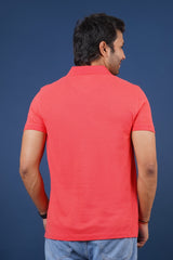 Men's dark pink core pique polo t-shirt with pocket