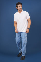 Men's Light Pink core pique polo t-shirt with pocket