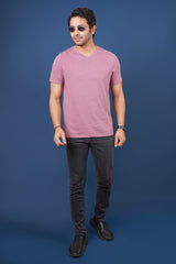 Men's Burgundy Melange V-neck T-shirt