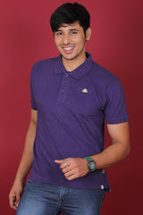 Men's Purple Core Lycra Pique Polo T-shirt