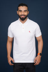 Men's white core pique polo t-shirt with logo