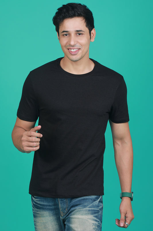 Men's Black OE  Round Neck T-shirt