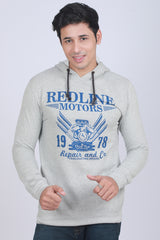 Men's Grey Melange Hooded Jacket