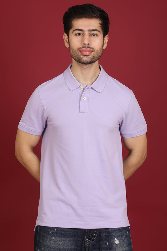 Men's Lavender Enzyme Wash Pique Polo T-shirt