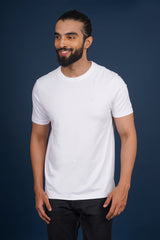 Men's White Lycra Single Jersey Round Neck T-shirt