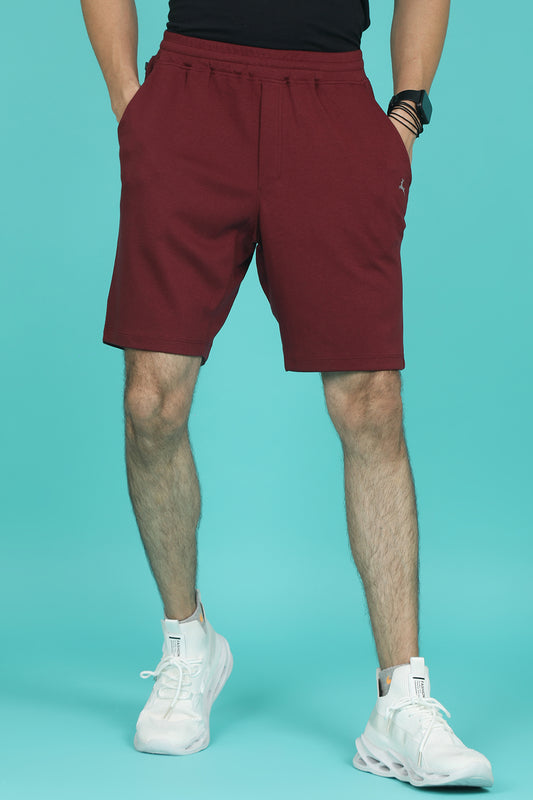 Men's Tawny Port Solid Shorts with Logo