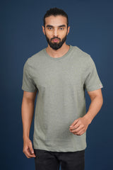 Men's Light Olive Melange round neck t-shirt