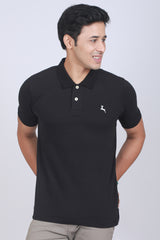 Men's Black Lycra Pique Polo T-shirt