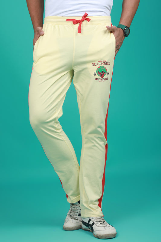 Men's Pastel Yellow Solid Sports Track Pant