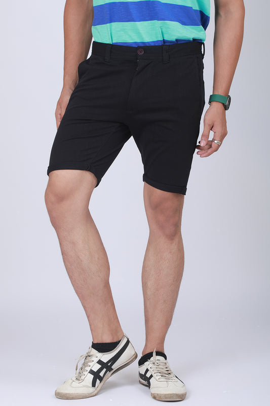 Men's Black Solid Single Jersey Shorts