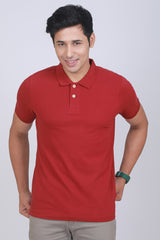 Men's Bordeaux Lycra Pique Polo T-shirt