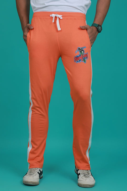 Men's Orange Solid Sports Track Pant