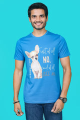 Men's Blue Saphire Pima Cotton Single Jersey Round Neck T-shirt with Digital Print
