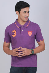 Men's Purple Pique Polo Tipping Collar T-shirt