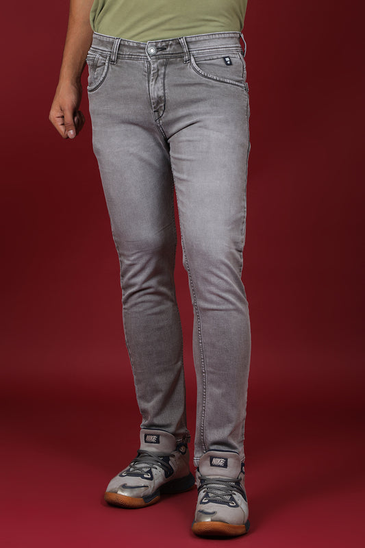 Men's Grey Denim Slim Fit Hexa-9005-1 Jean