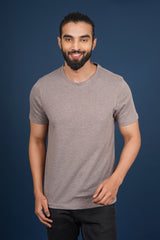 Men's Brown Melange round neck t-shirt