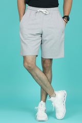 Men's Grey Melange Raw Edge Shorts with logo