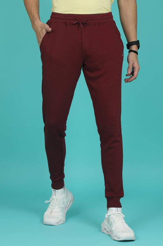 Men's Tawny Port Solid Joggers with logo