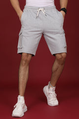 Men's Grey Melange Cargo Shorts