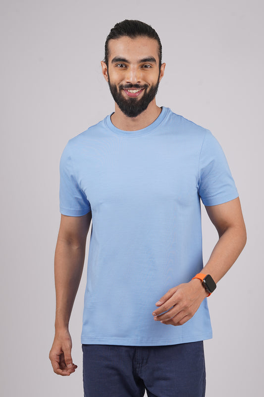 Men's Kentucky Blue Lycra Single Jersey Round Neck T-shirt