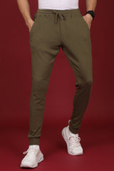 Men's Ivy Green Solid Joggers with Logo