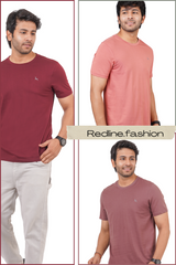 Pack of 3 Solid Pima Cotton Crews (Maroon, Rose Tan, Desert Rose) with logo