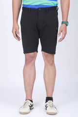 Men's Black Solid Single Jersey Shorts with Logo