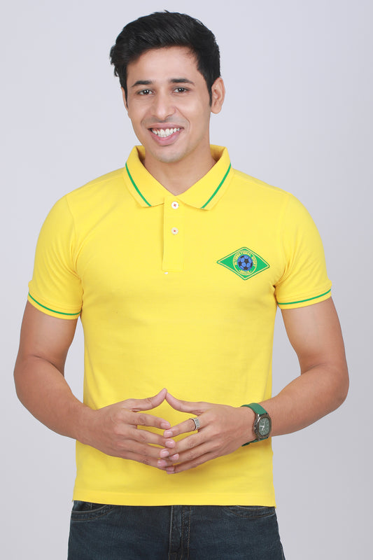 Men's Yellow Pique Polo Tipping Collar T-shirt