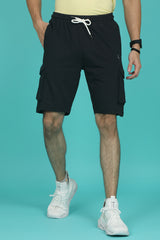 Men's Black Cargo Shorts with logo