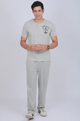 Men's Grey Melange Single Jersey Lounge Wear