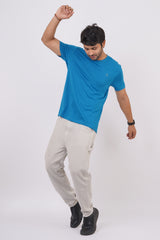 Men's Turkish tile single jersey round neck t-shirt with logo