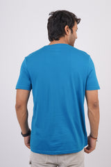 Men's Turkish tile single jersey round neck t-shirt with logo